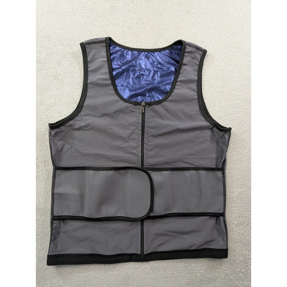 Gray Sauna Sweat Vest XL Zipper Waist Trainer Heat Trapping Polymer Workout Tank